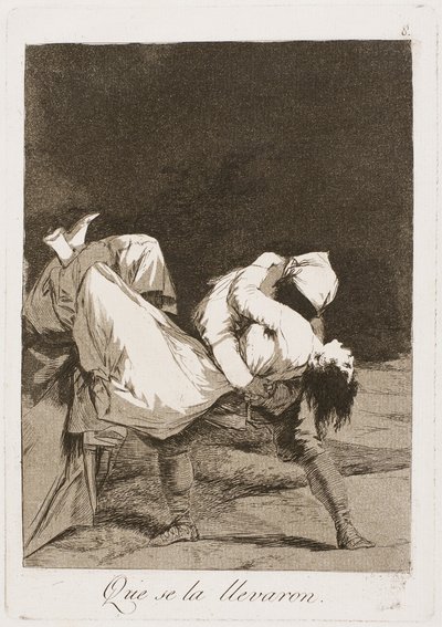 Oni Carried Her Off!, deska osm z Los Caprichos, 1797-99 od Francisco de Goya