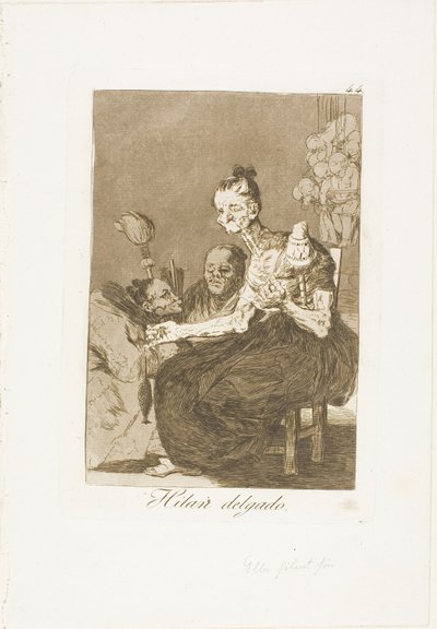 Oni Spin Finely, deska 44 z Los Caprichos od Francisco Jose de Goya y Lucientes