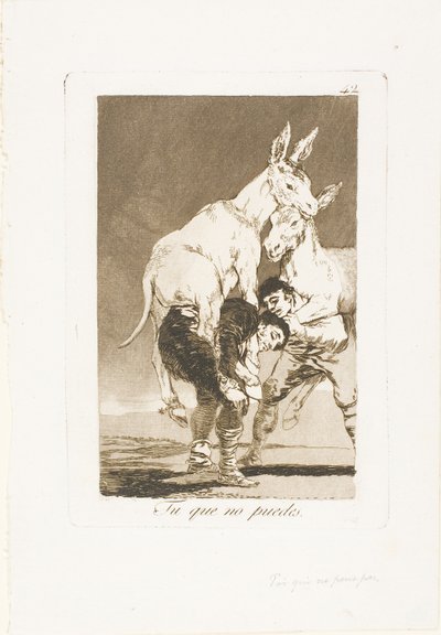 Thou Who Canst Not, deska 42 z Los Caprichos od Francisco Jose de Goya y Lucientes