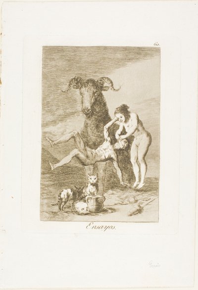 Pokusy, deska 60 z Los Caprichos od Francisco Jose de Goya y Lucientes