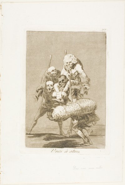 Co jeden dělá druhému, deska 77 z Los Caprichos od Francisco Jose de Goya y Lucientes
