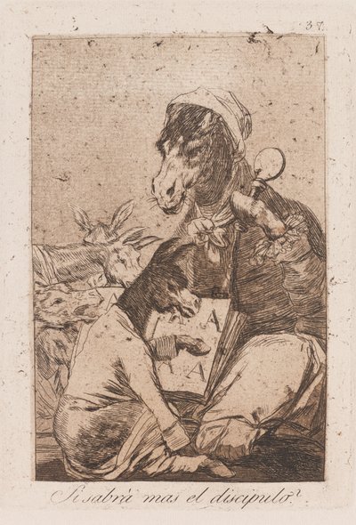 Bude žák vědět víc než mistr?, konec 18.-začátek 19. století (tisk) od Francisco de Goya