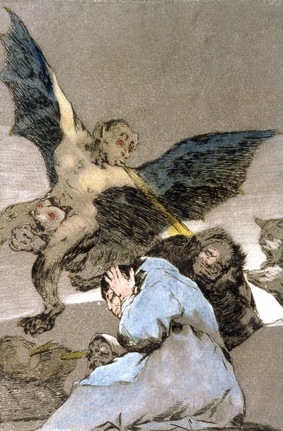 příšery, rytina 1797-1799 od Francisco Jose de Goya y Lucientes