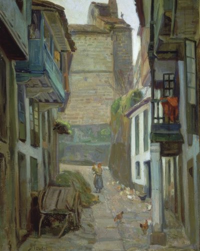 CALLE DE SANTA MARIA - BETANZOS - OLEO / LIENZO - 59X46 CM od Francisco Llorens Diaz