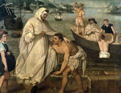 Saint Peter Nolasque (1189-1256) se vydává osvobodit křesťanské zajatce držené jako rukojmí maurskými piráty, aby byli prodáni jako otroci v Africe (obraz) od Francisco Pacheco