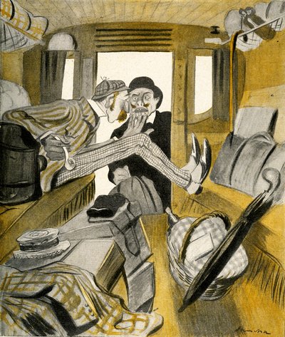 Angličan zastaví Francouze, aby se posadil na volné místo ve vlaku, 1903. od Francisco Sancha y Lengo