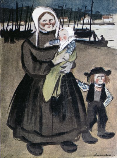 Hladomor v Bretani, ilustrace ze speciálního vydání „La Vie en Rose“ vyrobeného ve prospěch Bretonců, 1903 od Francisco Sancha y Lengo