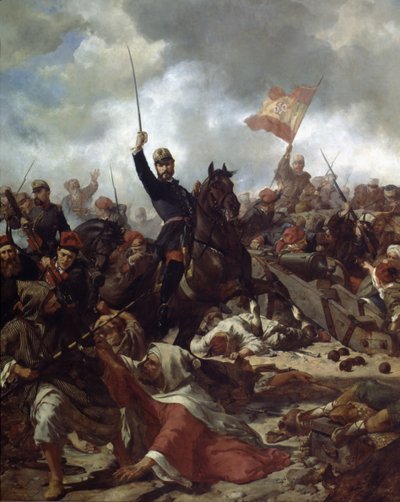 Generál John Prim a Prats (1814-70) v bitvě u Tetouanu v od Francisco Sans y Cabot