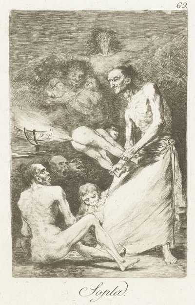 Blaas Sopla (název na objektu) Los Caprichos (název série) od Francisco de Goya