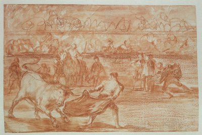 Býčí zápasy, 1815-16 (červená křída na papíře) od Francisco de Goya