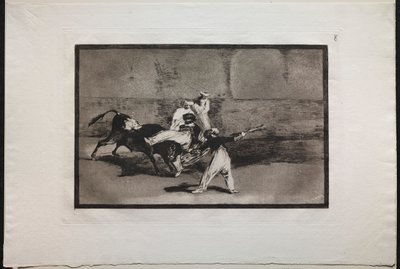 Býčí zápasy: Moor chycený býkem v ringu od Francisco de Goya