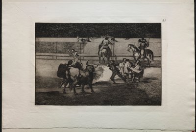 Býčí zápasy: Banderillas s petardami od Francisco de Goya