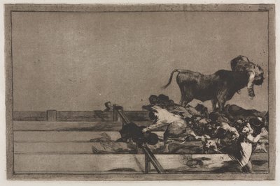 Býčí zápasy: Strašidelné události v předních řadách ringu v Madridu a smrt starosty Torrejonu od Francisco de Goya