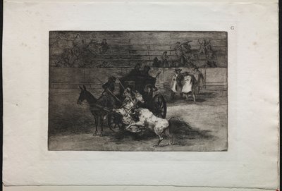 Býčí zápasy: Boj v kočáru zapřaženém do dvou mezků, 1876. od Francisco de Goya