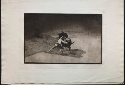 Býčí zápasy: Slavný Martincho umisťuje banderillské hry na býka s hnutím..., 1876. od Francisco de Goya