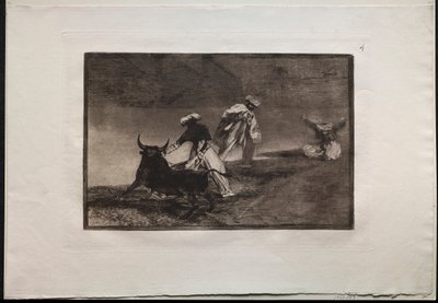 Býčí zápasy: Hrají další s mysem v ohradě od Francisco de Goya