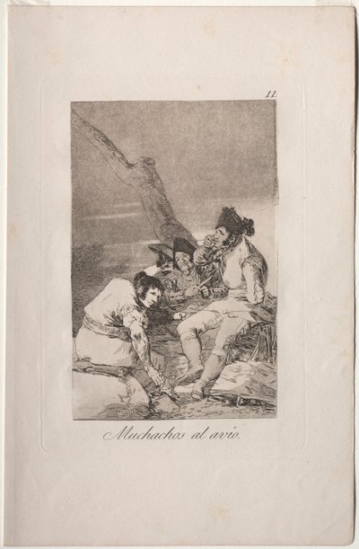 Caprichos: Kluci se připravují.. od Francisco de Goya