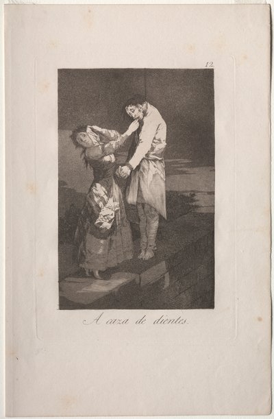 Caprichos: Na lovu zubů od Francisco de Goya