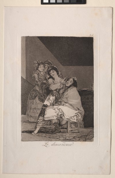 Caprichos: Ona ho ošuká od Francisco de Goya