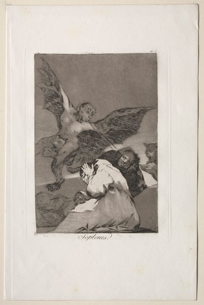 Caprichos: Nositelé příběhů-Výbuchy větru. od Francisco de Goya