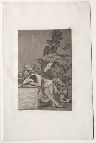 Caprichos: The Sleep of Reason produkuje monstra. od Francisco de Goya