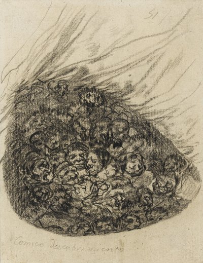 Comic Discovery, 1819-28 (černá křída na papíře) od Francisco de Goya