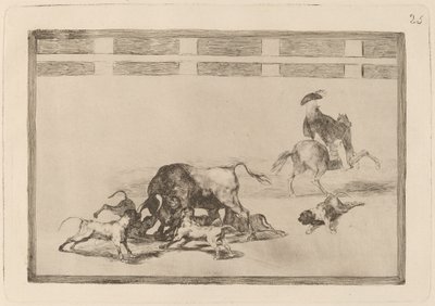 Echan perros al toro (Vypouštějí psy na býka) od Francisco de Goya