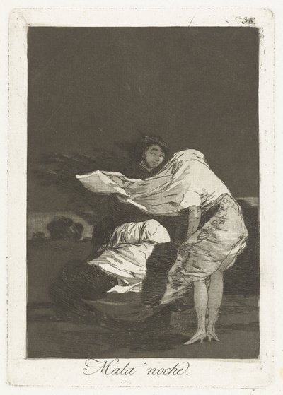 špatná noc Mala noche (název na objektu) Los Caprichos (název série) od Francisco de Goya