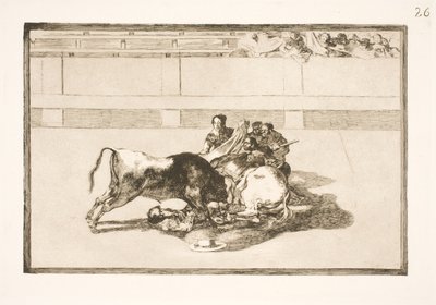 Pikador je shozen z koně a zřítí se pod býka od Francisco de Goya