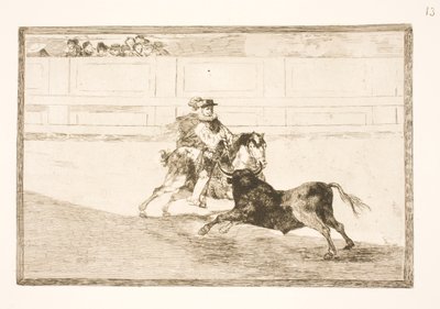Španělský jezdec v aréně láme malé oštěpy bez asistence sekund od Francisco de Goya