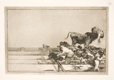 Hrozné události v předních liniích madridské arény a smrt starosty Torrejonu od Francisco de Goya