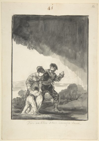 Bůh nás chraň před takovým hořkým osudem, kolem 1816-20 (štětec s indickým inkoustem a šedým mytím a škrábáním) od Francisco de Goya