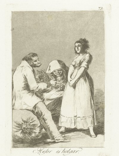 Je lepší být líný Mejor es holgar (název na objektu) Los Caprichos (název série) od Francisco de Goya