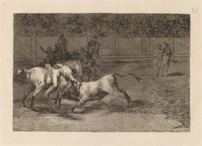 Mariano Ceballos, alias Indián, zabije býka ze svého koně (Mariano Ceballos, Alias ​​​​The Indian, Kills the Bull from His Horse) od Francisco de Goya
