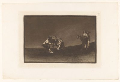 Martincho popadne býka za roh El mismo vuelca un toro en la plaza de Madrid Býčí zápasy (název série) La Taureaumachie (název série) La Tauromaquia (název série) od Francisco de Goya