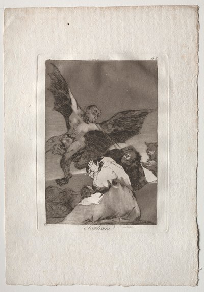 Ochenta Caprichos: Nositelé příběhů-Výbuchy větru od Francisco de Goya