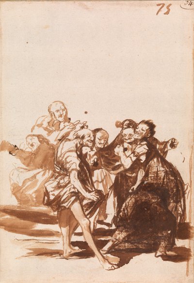 Staří lidé zpívají a tancují od Francisco de Goya