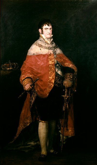 Portrét španělského krále Ferdinanda VII. (1784-1833) s královským pláštěm od Francisco de Goya