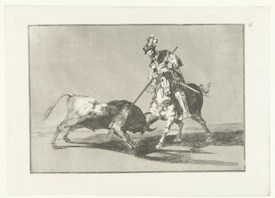 Rodrigo Diaz de Vivar je vyšší El Cid Campeador probodl dalšího býka Stierenvechten (název série) Býčí zápasy (název seriálu) od Francisco de Goya