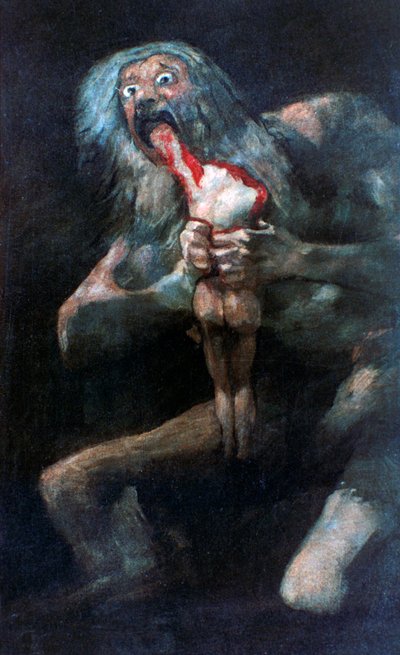 Saturn požírá jedno ze svých dětí, 1821-1823 od Francisco de Goya