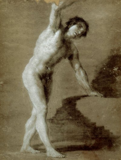Škola kreslení, c. 1790 (kresba uhlem na šedém papíře) od Francisco de Goya