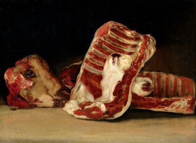 Zátiší ovčích žeber a hlavy - řeznický pult od Francisco de Goya