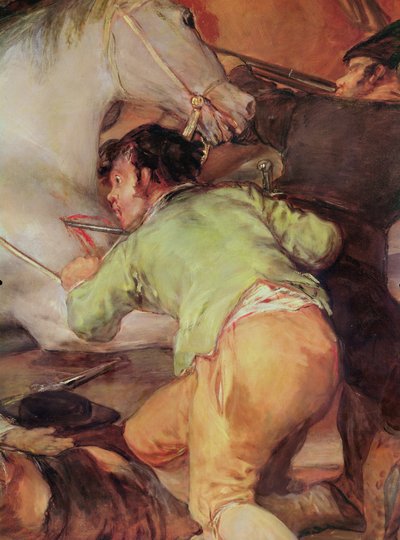 2. května 1808, Madrid aneb Bitva na Mamelukách detail muže útočícího na koně, 1814 olej na plátně od Francisco de Goya