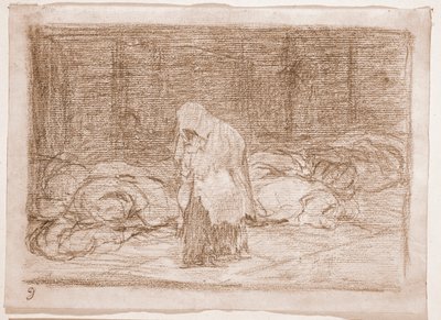 The Disasters of War: Zádušní lůžka (přípravná kresba od Francisco de Goya