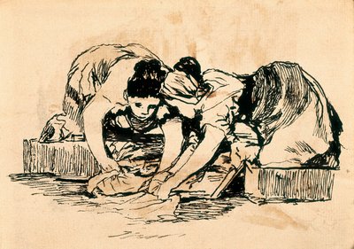 The Washerwomen, konec 18.-začátek 19. století (kresba) od Francisco de Goya