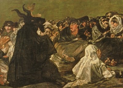 Čarodějnický sabat nebo Velký kozel, (jeden z Černých obrazů), kolem 1821-23 (detail 38640) od Francisco de Goya