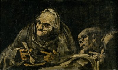 Dva Staříci Jedí polévku The Witchy Brew od Francisco de Goya