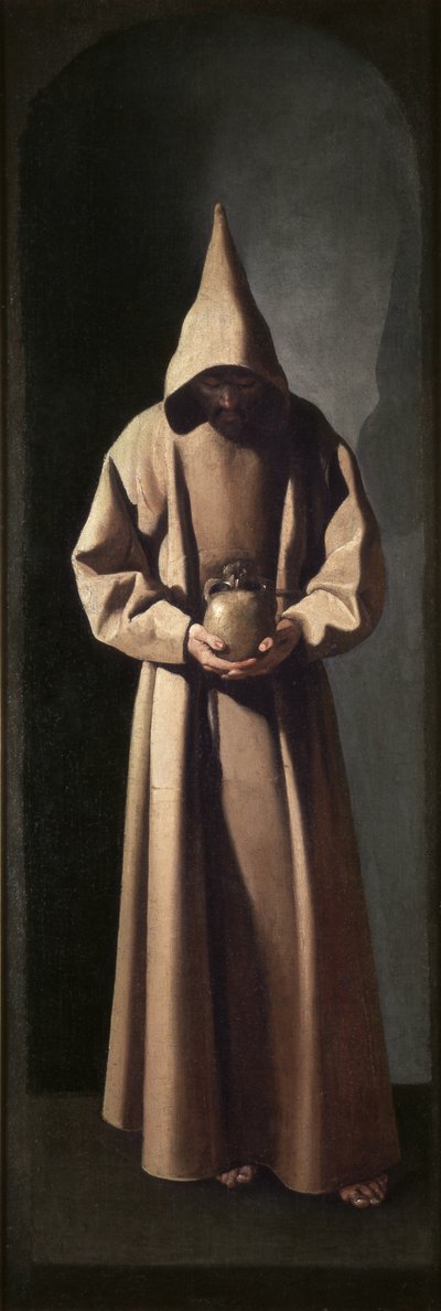 Svatý František rozjímá nad lebkou, asi 1635 (olej na plátně) od Francisco de Zurbaran