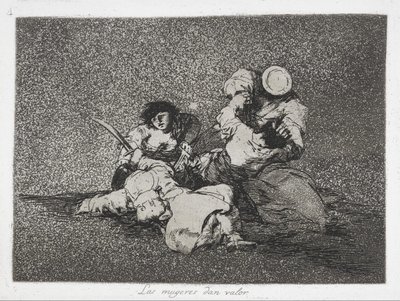 Ženy dodávají odvahu (Las mugeres dan valor) ze série The Disasters of War (Los Desastres d ... od Francisco de Goya