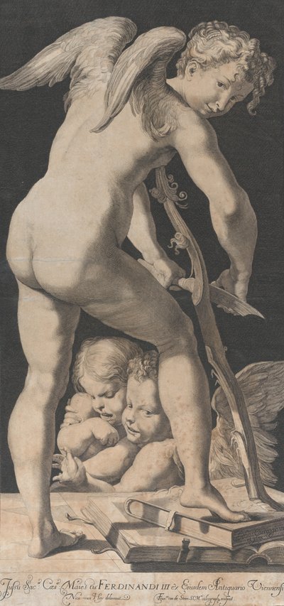 Amor brousí luk, 1645-72. od Franciscus van der Steen